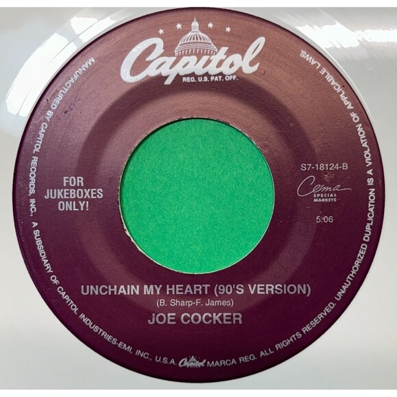 Joe Cocker The Simple Things / Unchain My Heart 90s Version 45 Rock White Vinyl - Picture 2 of 6